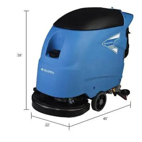 Side view of Boss Level Clean Electric Walk Behind Floor Scrubber For Commercial Cleaning, 20 Inch Cleaning Path, 30 Inch Squeegee.