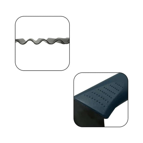 Close-up of premium stainless steel blade and non-slip rubber handle of Crinkle Cutter For Potatoes And Veggies, Wave Fry Cutter For French Fries.