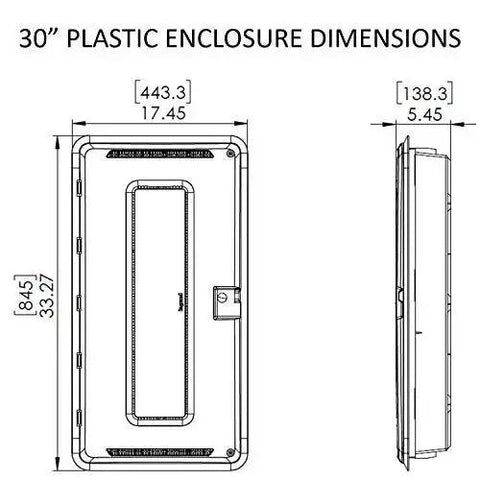 30 Inch Media Enclosure For Home Networking And Cable Management, Recessed White ABS Box For Structured Wiring dimensions diagram.