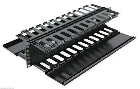 2U Horizontal Double Sided Finger Duct Cable Manager For 19 Inch Rack Mount With 12 Slots On Each Side Lightweight Pro Grade Durable