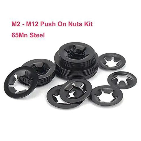 235 Piece Black Starlock Internal Tooth Lock Washers Set In 8 Sizes M2 M3 M4 M5 M6 M8 M10 M12, 65Mn Steel