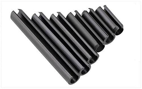 Assorted sizes of metal dowel and roll pins from 360 Piece Steel Split Spring Dowel And Roll Pin Assortment Kit For Metalworking M1.5 Through M6