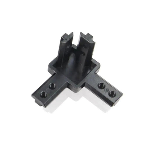 4 Piece Black 3 Way End Corner Bracket Connector With Screws For 8mm T Slot Aluminum Extrusion Profile 4040 Series, top view.