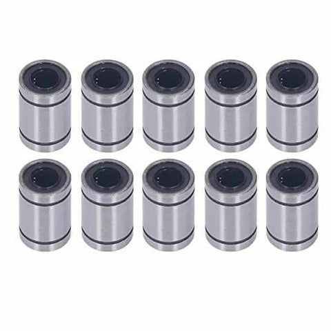 Ten Piece Set Of Alloy Steel Linear Motion Bearings And Bushings For Low Friction High Precision Smooth Operation In CNC Machines And 3D Printers
