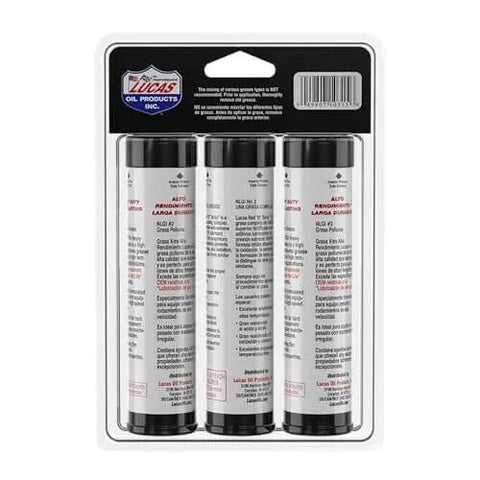 Back view of All Purpose Grease Combo Pack with Red N Tacky 3 oz and two Xtra HD 3 oz tubes for auto and equipment maintenance.