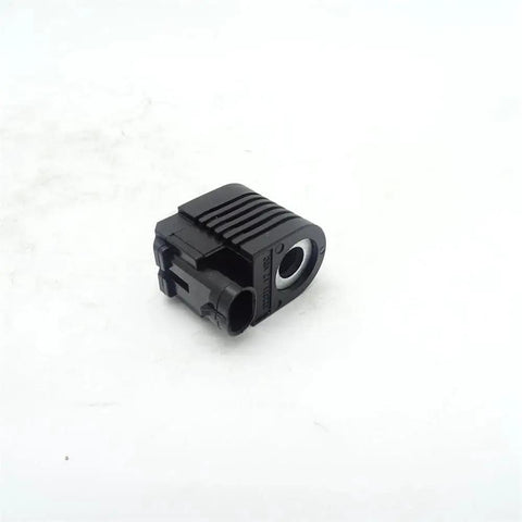KV23085 solenoid valve coil for loader skid-steer, black ribbed plastic housing with silver circular port