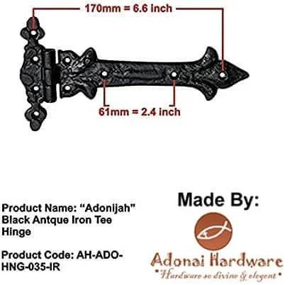 Antique Cast Iron Strap T Hinge 7.9 Inch Two Pack Matte Black For Barn Doors Gates Kitchen Cabinets Sheds Wooden Box Furniture Cedar Chest And Trunks Durable Finish Rust Resistant Quality