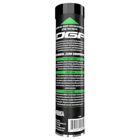 Side view of a 14 oz tube labeled 'Heavy Duty Lithium Complex Grease For CV Joints And Wheel Bearings Built Tough For High Load And High Temp Machinery In Construction And Agriculture Workhorse Grade USDA Certified'.