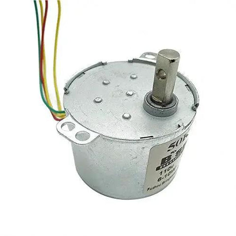 Front view of Ultra Compact 110V AC Synchronous Gear Motor With 10 RPM Slow Speed Reduction CW CCW Low Noise 50 By 38 Millimeter 6 To 10W