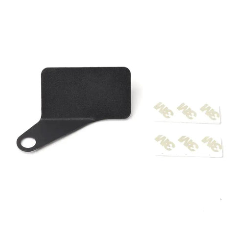 Motorcycle Cylinder Head Temperature Gauge Bracket With Left Mount, black metal with adhesive pads, side view