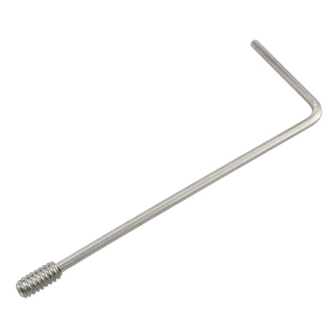 Close-up of a stainless steel hex wrench from Must Have 40 Piece Stainless Steel Hex Socket Set Screws Cup Point 4 By 40 Coarse Thread One Quarter Inch With Two Piece Hex Wrench Rust Resistant Hardware Kit Bundle.