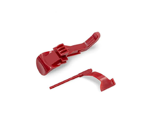 Red Cyclone Canister Button Release Catch Clips For DC65 Vacuum Cleaner Three Sets Of Plastic Clips on white background