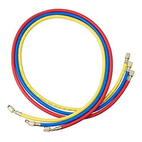 Three Way Car AC Manifold Gauge Set For R134A R22 R12 R502 With 5 Ft Hoses Couplers And Can Tap Freon Charging And Evacuation