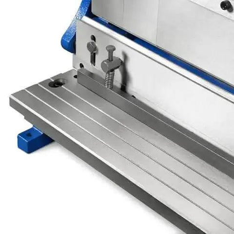 Close-up of Beast Of A Three In One Pan And Box Brake Slip Roll Shear And Bending Machine, steel adjustable fingers detail
