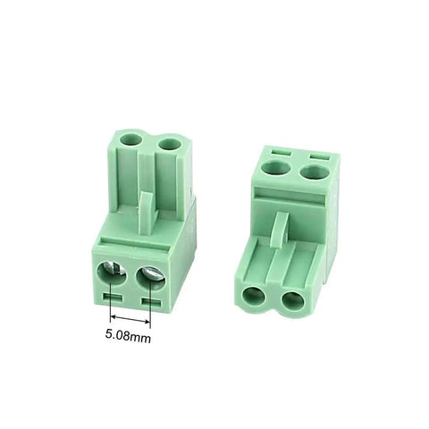 10 Pcs 2 Position Pluggable Terminal Block Socket With 5.08mm Pitch, Green, 300V 10A, easy plug-in connector kit for PCBs