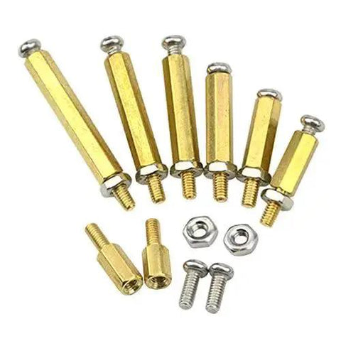 280 Piece M2.5 Brass Straight Knurl Standoff Spacer Set With Stainless Steel Screws And Nuts Assorted Kit components on display