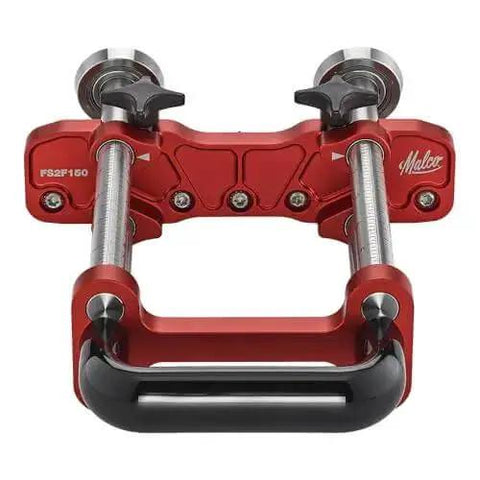 Pro Grade 2 Station Metal Bender For Bends Up To 150 Mm, Adjustable Roller Spacing.5 To 1 Mm, front view of red metal tool