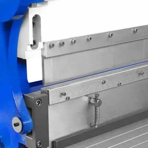 Close-up of 52-Inch 3-In-1 Pan And Box Brake With Slip Roll, Shear, And Bending Machine For Sheet Metal, showing adjustable fingers.