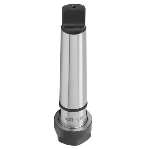 MT3 Morse Taper Collet Chuck Holder for CNC Milling Lathe with Hardened Shank, fits ER20 collets, beefy carbon steel construction.