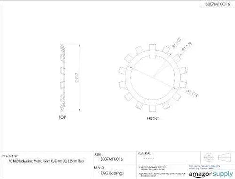 Lockwasher FAG MB9, metric, 45 mm ID, 69 mm OD, 1.25 mm thick, Amazon brand