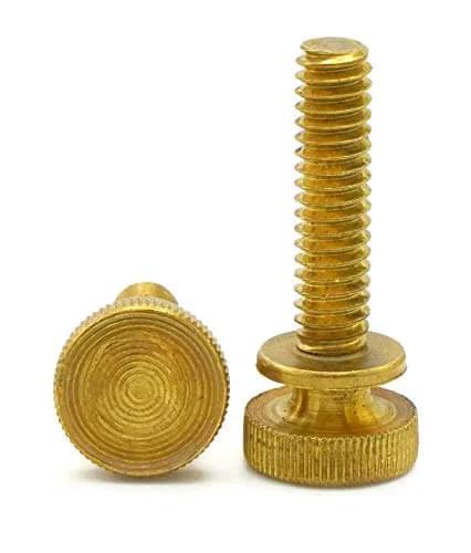 Knurled Head Thumb Screws Solid Brass 8-32 Thread Three Eighths Inch Long Right Hand Gold Finish DIY Ready Gear Pack Of 25