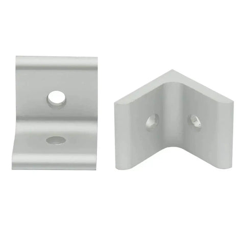 Front and side view of heavy duty inside corner brackets for 3030 aluminum extrusion profiles, 30x30x26mm, rust-resistant aluminum alloy.