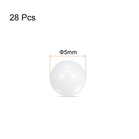 Ceramic zirconia bearing balls, 28 pcs, 5 mm diameter, white solid spheres