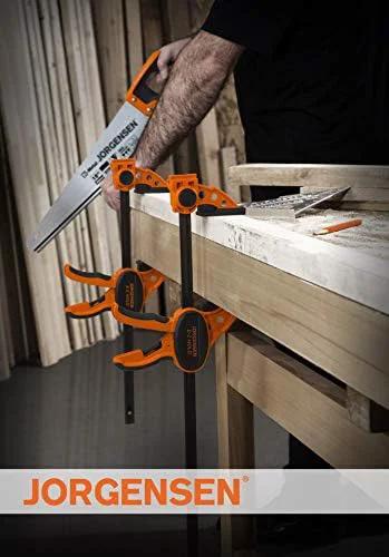 Jorgensen 2-pack ratchet bar clamps, 12-inch, orange with E-Z Hold spreaders for woodworking