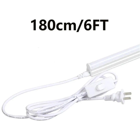 Linkable T5 And T8 LED Tube Power Extension Cord With On Off Switch, 6 Foot Long, 180cm, visible plug and switch, close-up view