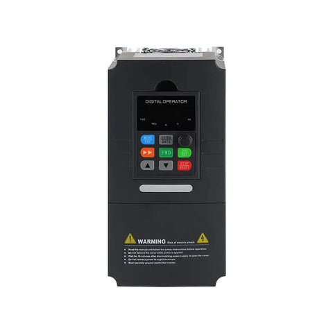Beefed Up 5HP 480V Three Phase VFD Inverter For Industrial Motors, 3.7 kW Output, front view showing control panel and buttons