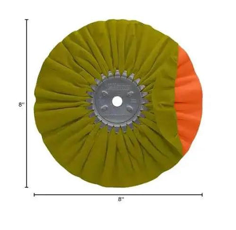 Airway Buffing Wheels For Industrial Polishers, Big Rigs And Lifted Trucks, Made In The USA, Yellow And Orange Cloth, 8 Inch Diameter