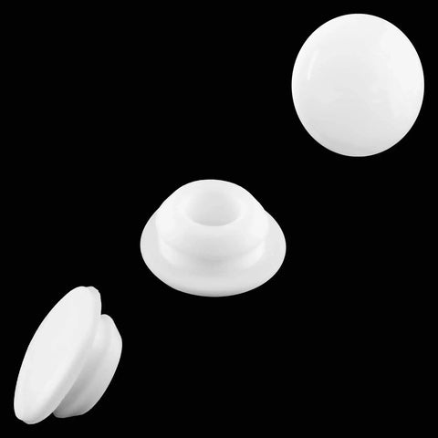 White Hole Plug Set Of 10 For 10mm To 10.5mm Holes Snap In Locking Button Plugs Sealing Tube Plugs made from temperature resistant plastic