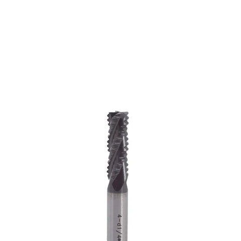 Roughing End Mill For Milling Metal Steels With HSS Square Nose 4 Flute Fine Tooth Bit 1 Quarter Inch Shank And 3 Quarter Inch Flute Length For High Efficiency Material Removal JESTUOUS in front view.