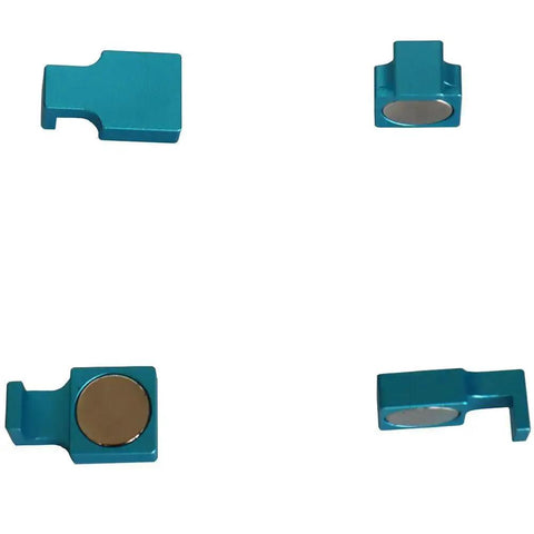 Four Pack Upgraded Beefy Magnetic Parallel Keepers For Vise Jaws And CNC Milling Machinist Tools with blue aluminum bodies