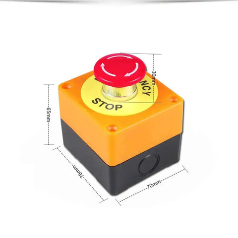 Red IP65 Waterproof Emergency Stop Push Button Switch With 1 NO 1 NC Contacts, DPST Constricting Action, 660V AC 10A, side view