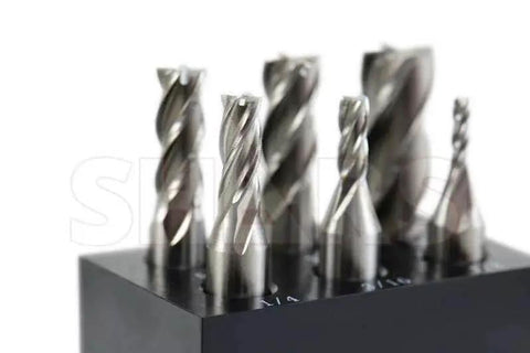 Premium HSS End Mill Set 1/8 To 1/2 Inch, 4 Flute Center Cut, Single End, 6 Piece Kit For Milling Aluminum, Steel And Wood With Sharp Cutting Edges