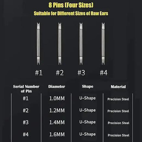 All-In-One Watch Spring Bar Removal Tool Set With Pliers And V Type Pins, 8-Pin Band Removal Kit, showing 4 pin sizes in precision steel.