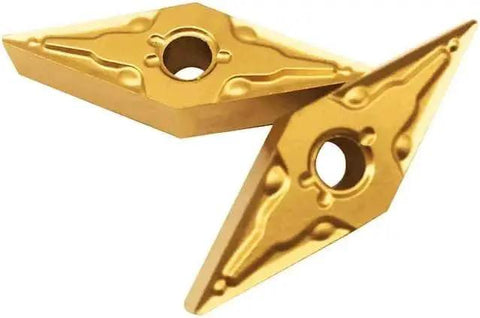 Close-up of VNMG331 carbide inserts from Three Pack Five Eighths Inch MVJNR MVJNL MVVNN Carbide Turning Tool Holder Set for CNC Lathe Machining