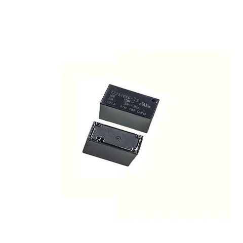 Two Pack 12V 10A SPST Relay With Four Pins, General Purpose Coil Model T77V1D10-12, DIY Friendly, shown front and side view
