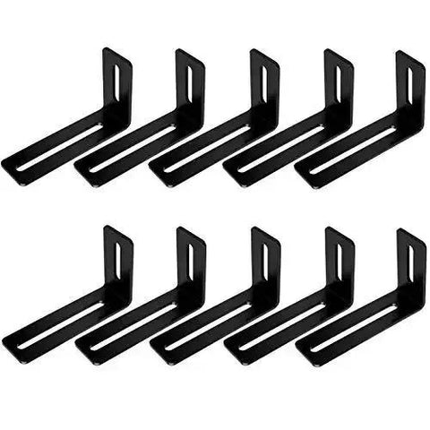 Ten Pack Four Inch Black Adjustable L Shape Corner Braces With Slot Beefy Steel Right Angle Brackets For PC Case And Wood Furniture