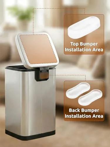 Transparent Wall Protectors Behind Trash Cans, 6 Pack Silicone Bumpers For Lids And Bodies with installation areas shown