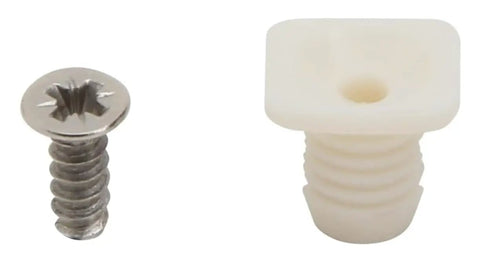 8mm Plastic Hinge Dowel Inserts With Screws For Cabinet Hinges White 50 Pieces