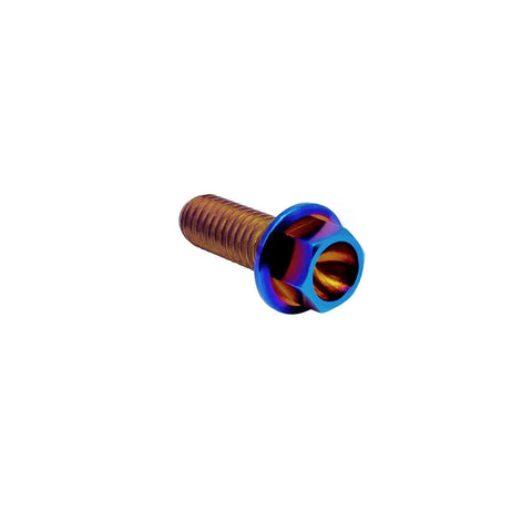 Titanium Flange Hex Head Bolts M6x1.0x13mm Burnt Blue 6AL4V Aerospace Grade Ti Bolts for Motorcycle and Car Mods