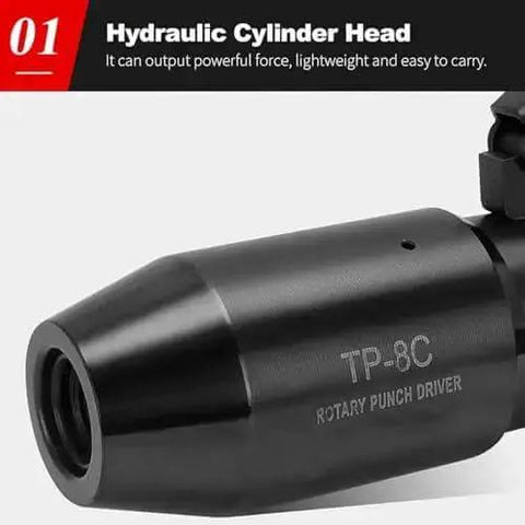 Close-up of a hydraulic cylinder head from the Hydraulic Knockout Punch Kit With Manual Hole Cutter Set For Electric Conduit Includes Six Dies.