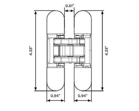Diagram of Invisible Hinge For A Clean Seamless Look On Doors With Square Set Interiors In Satin Nickel RY60 RocYork Concealed Door Hinge
