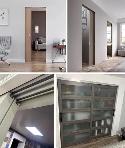Ultra Smooth Soft Close Aluminum Sliding Door Track Kit With 6.2 Foot Bypass Barn Door Hardware Top Hung Rail installed