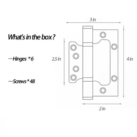 Diagram of Heavy Duty Stainless Steel Door Hinges 4 By 3 Inches Non Mortise Easy Install Smooth Quiet Operation Ideal For Interior Doors