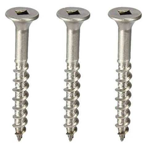 Marine Grade Stainless Steel Deck Screws 316 Size 8 X 1-1/4 Inch Flat Head Square Drive Wood Cutting Point, front view