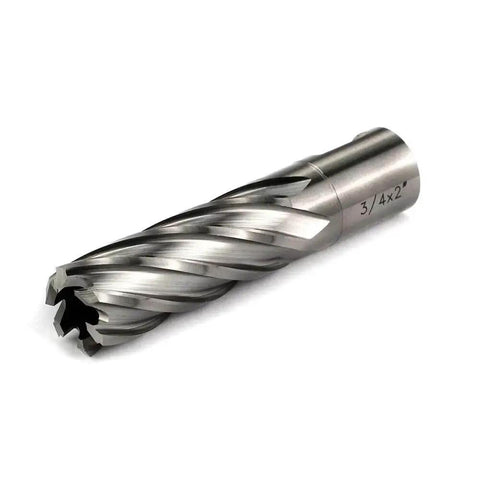 Heavy Duty Three Quarter Inch Annular Cutter For Magnetic Drill Press With Weldon Shank And Two Flat Pilot Pin Two Inch Depth
