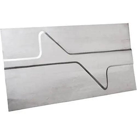 Metal sheet with contour and flange created by 9 Pc Bead Roller Die Set For Metal Fabrication With 1 Polyurethane Wheel